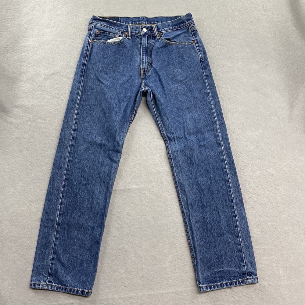 Levis Jeans Mens 32x30 (Fits 30x29) Blue Denim Pants 505 Regular Straight Leg
